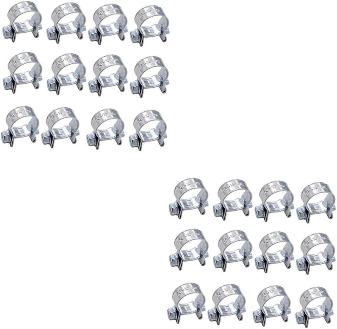 24pcs Adjustable Stainless Steel Hose Clamps Gear Hose Clip for Automotive Lines Plumbing Mechanical Use Design to Prevent Damage (12X8X2cmx2pcs, Silverx2pcs)