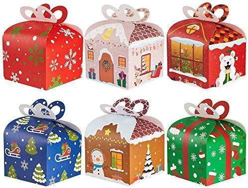 CCINEE Christmas Goody Gift Boxes,Xmas Treat Boxes Assorted Paper Candy Boxes for Kids' Party Supplies, Pack of 24