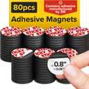 Peel-&-Stick Flexible Adhesive Magnets - 80 Magnetic Dots for Office Supplies, Whiteboard, Crafts, Fridge, & School Projects