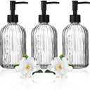 3 Pack Glass Soap Dispenser with Rust Proof Pump, 14 Oz Refillable Liquid Soap Dispenser for Bathroom & Kitchen (Grey)