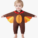 MOMMY'S NEW MAN Newborn Baby Boy Girl Thanksgiving Little Turkeys Cosplay Romper Hooded Fall Winter Outfits, Size:90