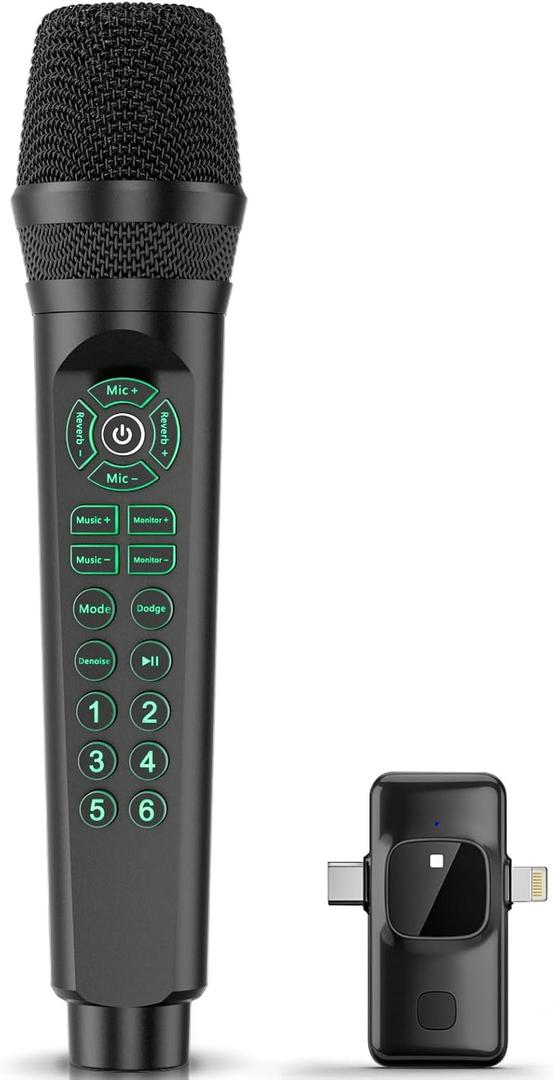 Karaoke & Live Streaming Microphone with Built-in Sound Card for TikTok YouTube Beginners, Voice Changer, Sound Effects, Bluetooth, Real-Time Monitoring, Easy Setup Podcast Recording Kit for Phones