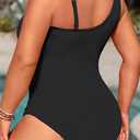 Aqua Eve Plus Size One Piece Swimsuit for Women Tummy Control Bathing Suits One Shoulder Swimwear, 18W