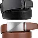 Zitahli Ratchet Belt for Men - 2 Packs Leather Mens belt For Gift Men Dress and Casual,Trim to Fit (Brown, M)