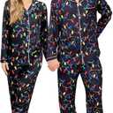 RAISEVERN Couples Christmas Matching Pajamas 2 Piece Women Men Xmas Pjs Soft Pajama Set Long Sleeve Loungewear Warm Sleepwear (XL)