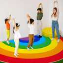 ABREEZE Rainbow Area Rug, 6.6'X13.3', Half Circle, Washable, Non-Slip Backing, Colorful Rainbow Floor Rug for Kids' Room & Nursery