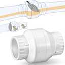 Geetery 2 Pcs 2 Inch PVC Slip Swing Check Valve No Spring Back Flow Preventer Valve White No Return Silent Backflow for Backflow Prevention, Reduces Water Hammer Noise