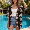 Cute Pug Kimono Cardigans for Women Casual Tops Cover up Open Front Wear for Travel Picnic Holiday, X-Large (Black, XL)