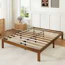Novilla 12 Inch Queen Bed Frame, Classic Solid Wooden Platform Bed Frame Queen Size, Queen Size Bed Frame Without Headboard, Sturdy Wood Slat Support, No Box Spring Needed, Easy Assembly, Walnut