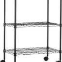 Amazon Basics 3-Shelf Adjustable, Heavy Duty Storage Shelving Unit on 2'' PP Plastic Wheel Casters, Metal Organizer Wire Rack, 23.2" L x 13.4" W x 32.75" H, Black