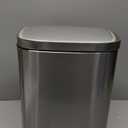 Amazon Basics Smudge Resistant Small Rectangular Trash Can With Soft-Close Foot Pedal, Brushed Stainless Steel, 12 Liter/3.1 Gallon, Satin Nickel Finish, 11.3"L x 9.9"W x 15.1"H