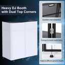 Kokorona Portable DJ Booth 20"x42.5"x45.3" with Dual Top Corners, DJ Facade Booth with Cable Hole, DJ Table Stand with Light Strip and Remote Control, Metal Frame + Black & White Scrims + Carry Bag
