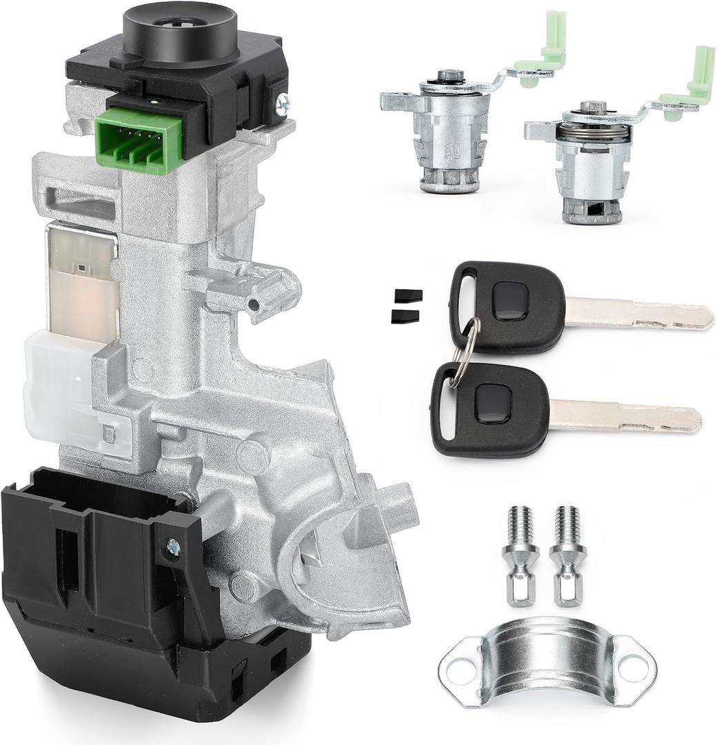 35100-SDA-A71 Ignition Switch Lock Cylinder & Left/Right Door Lock Cylinder with 2 Chip Keys for Honda 08-16 Accord, 06-11 Civic, 07-11 CR-V, 09-11 FIT, 07-11 Odyssey (with Chip ID46 Keys)