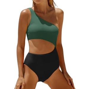 Women's One Piece Swimsuit- One Shoulder Bathing Suit Cutout Tummy Control Swimwear Size S
