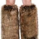 LA CARRIE Women Faux Fur Leg Warmers Long Furry Leg Foot Cuffs Girls Winter Boot Socks (One Size, Raccoon)