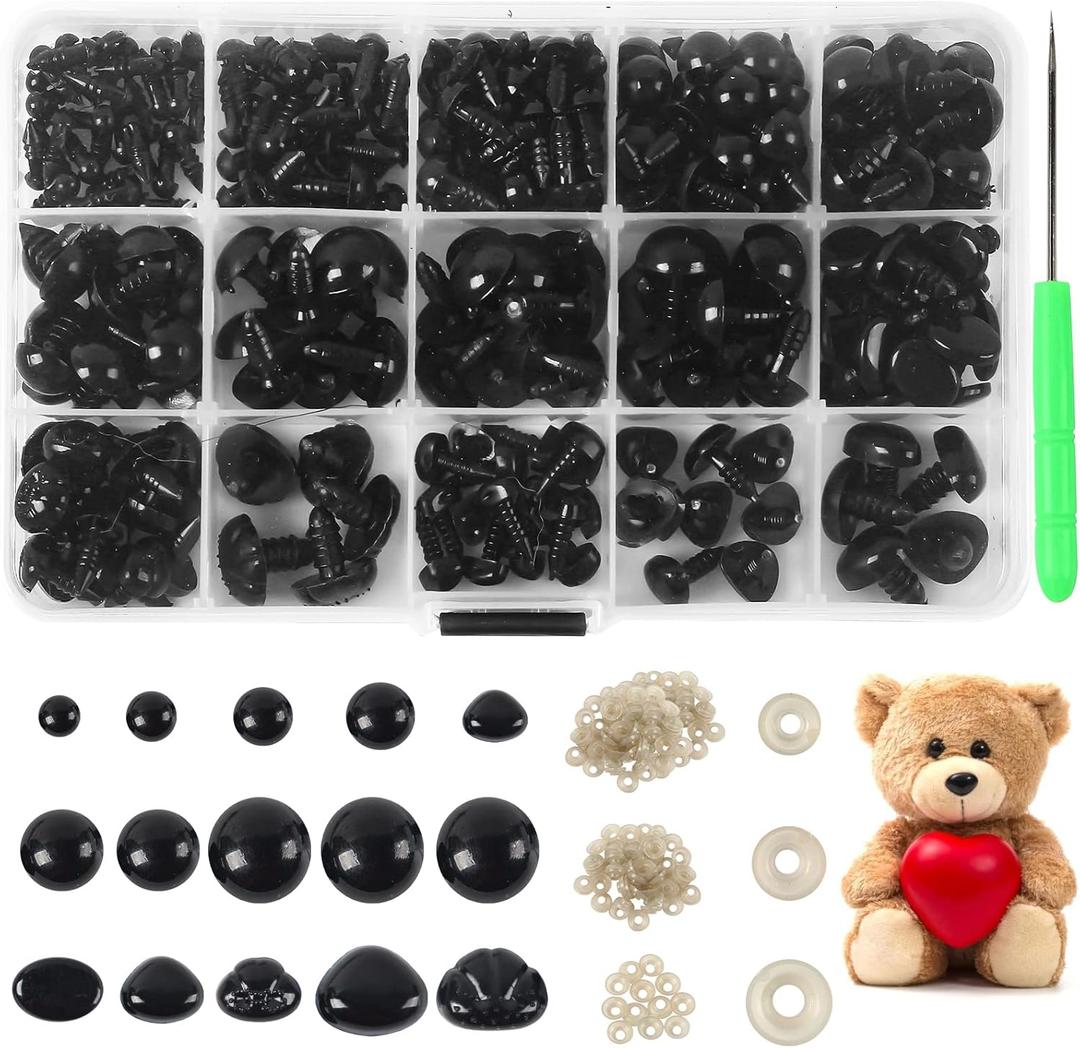 Yexixsr 566PCS Safety Eyes for Amigurumi, Various Sizes Crocheting Safety Eyes and Noses with Washers, for Teddy Bear, Stuffed Doll, Crochet Toy and Plush Animal