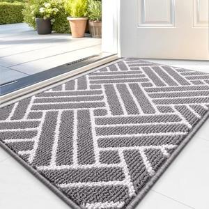 OLANLY Indoor Door Mat, 32x20 Inch, Dirt Resistant and Absorbent, Non-Slip Rubber Backing Floor Mats, Easy Clean Low-Profile Doormat for Entryway, Front Door, and Inside Entrance, Grey
