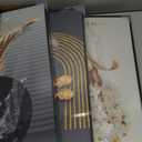 Framed Black and White Modern Luxury Wall Art, 3 Pieces Large Contemporary Prints Paintings Artwork for Walls, Set of 3 Golden Leaf Pictures for Living Room, Hallway, Bedroom, Office Wall Decor 16x24 Inch