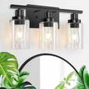 3-Light Vanity Light, Matte Black Bathroom Lighting Fixtures Over Mirror, Modern Metal Wall Lights for Hallway Kitchen Bedroom Living Room