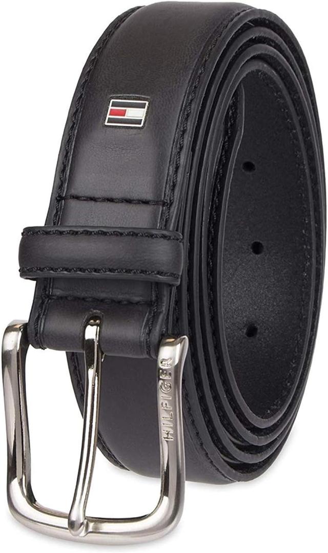 Tommy Hilfiger Men's Casual Jeans Belt, Black Logo, 32