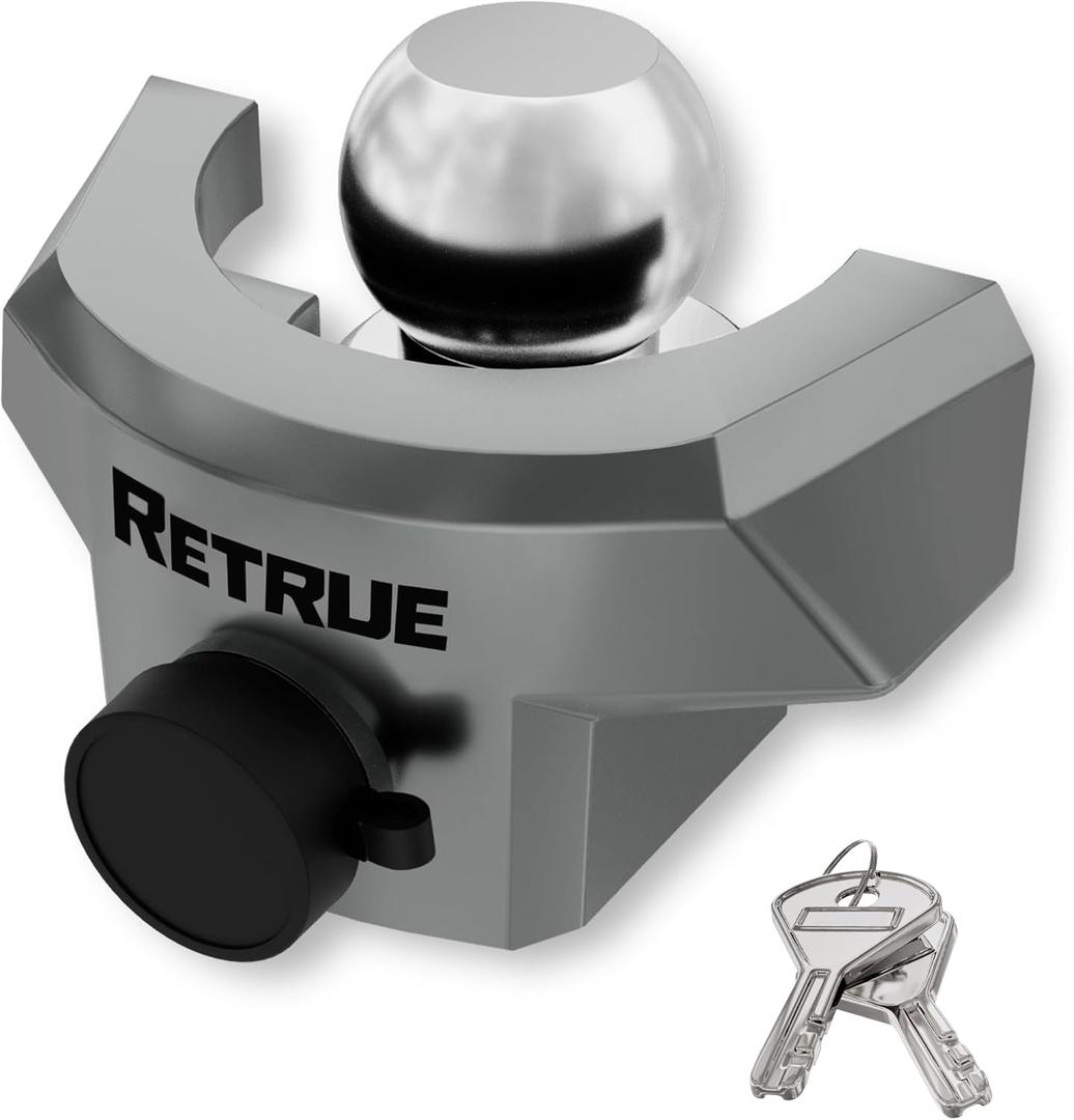 RETRUE Heavy Duty Trailer Lock for 2" Ball Coupler with Flange, Anti-Theft and Top Tier Security, Gray