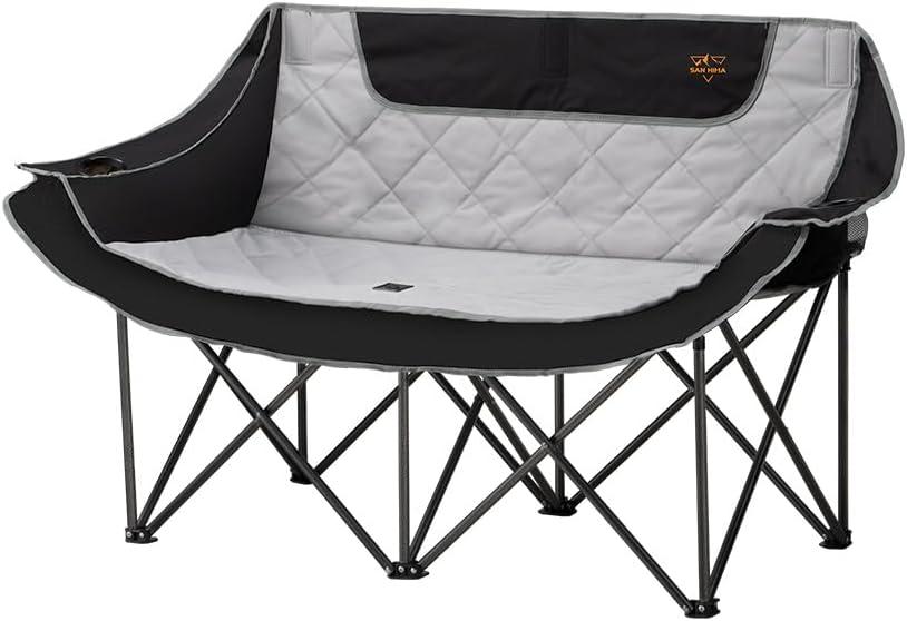 SAN HIMA Double Camping Chair, 40.7" Camping Couch, Padded Folding Loveseat