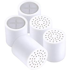 Shower Head Filter Replacement Cartridge Universal - 5 Pack 20 Stage - Hard Water Softener with High Output - Removes Chlorine, Heavy Metals, Iron