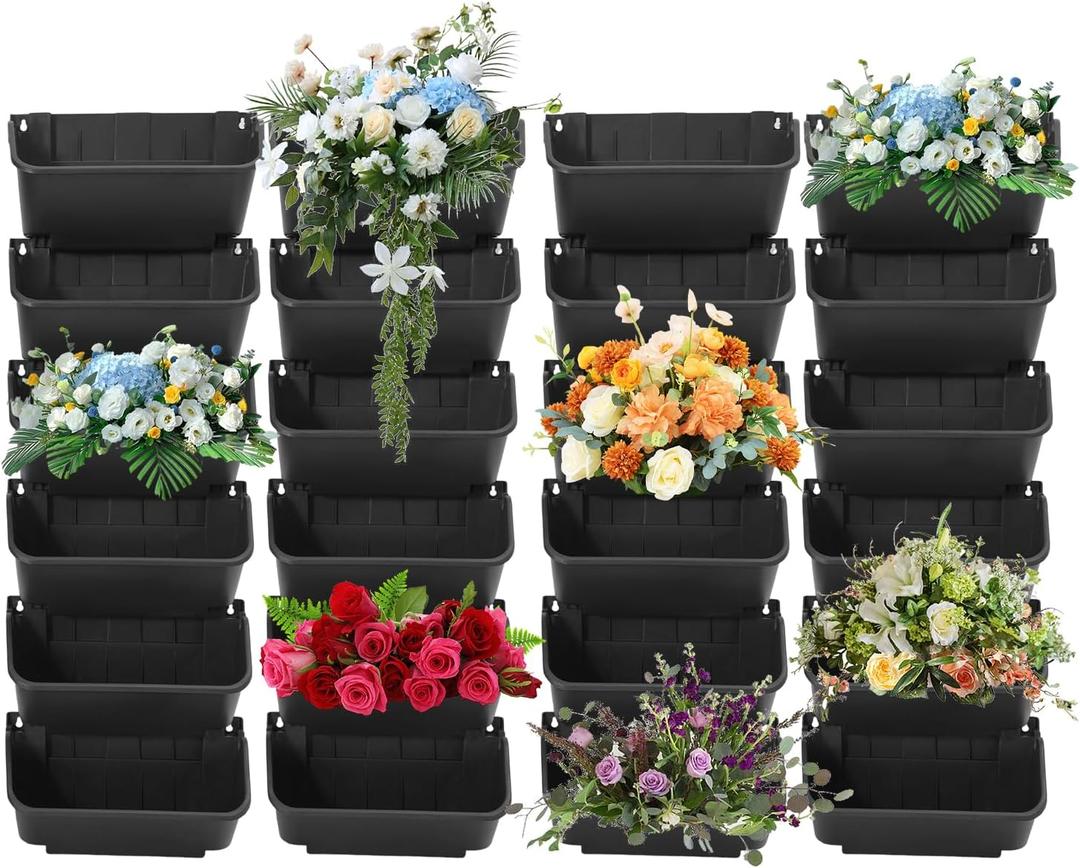 30 Pack Vertical Garden Planter, 13 inch Wall Mounted Planter for Patio Indoor Outdoor Decor, Garden Self Watering Pot Balcony Plant Vegetable Fruit Herb Hanging Pocket Holder Flowerpot(Black)