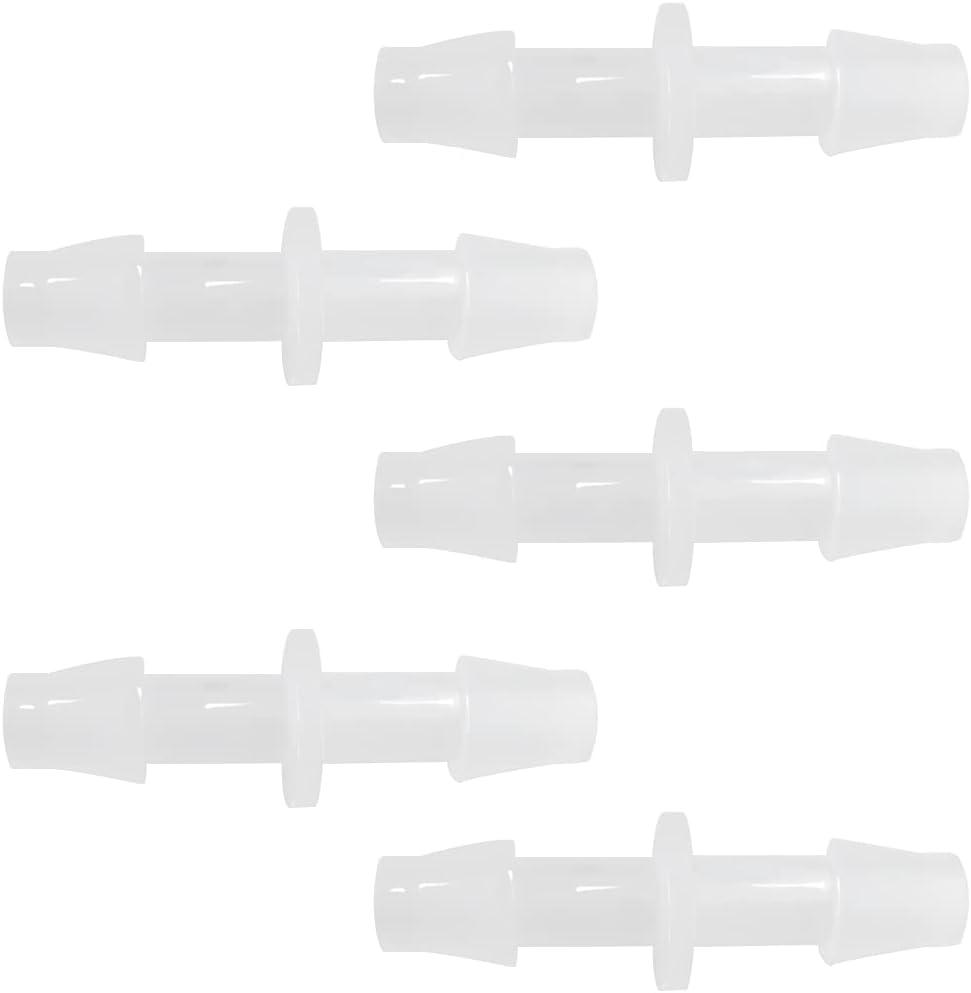 Plastic Hose Barb Fitting 1/4" x 1/4" Pipe Connectors Joint Splicer Mender Adapter Union for Aquarium Household Adapters Fuel Gas Liquid Air (Pack of 5)