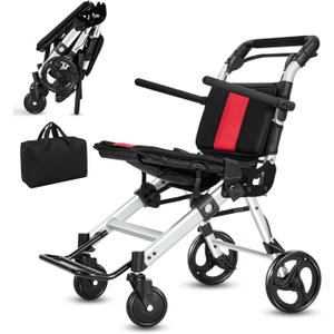 Wheelchairs for Adults, Transport Wheelchair Lightweight Foldable Chairs with Handbrakes, Portable Wheelchair Travel Wheel Chairs for Seniors Up to 300lbs (Silver-new)