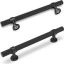 10 Pack 5 Inch Cabinet Pulls knurled Matte Black Kitchen Cabinet Handles Aluminum and Zinc Alloy Drawer Pulls Solid Cabinet Hardware (5'' Hole Center(128mm))