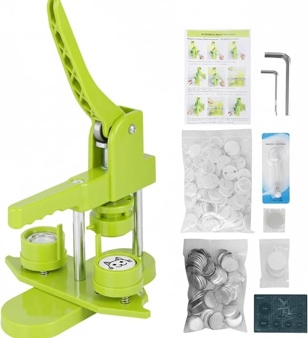 JINFEIDIAN 25mm 1-Inch Button Maker Machine Kit with 200Pcs Supplies, Manual Press for DIY Pin Badges, Ideal Kids Gift & Craft Projects