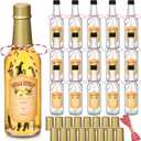 Tioncy 16 Pcs Empty Vanilla Extract Bottles for Homemade Vanilla Jar Glass Bottle with Cap, Shrink Band, Sticker DIY Crafts Wedding Gift Food Storage Canister for Bean(Gold,8.5 oz)