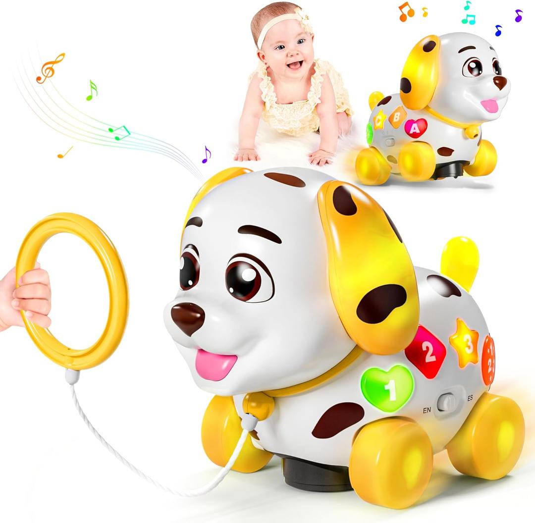 Toys for 1 Year Old Girl Gifts, Musical Baby Toys 6-12-18 Months, Bilingual Learning Toy for 1 Year Old, 1st Birthday Girl Boy Gift Presents, Music Toddlers Puppy for Infants 7 8 9 Months (Yellow)