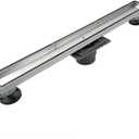 Neodrain 18-Inch Linear Shower Drain, Brushed 304 Stainless Steel, Silver, Modern Style, Removable Grate, Adjustable Feet, 2" Central Outlet, 36 L/min Flow, Fits US No-Hub Drain Base System