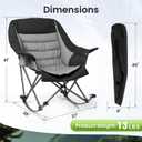 SUNW Oversized 400lbs Foldable Rocking Camping Chair with Cup Holder Side Pocket, Black & Gray
