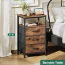 Huuger Nightstand with Charging Station, 27.6 Inch Bedside Table with Fabric Drawers, End Table with USB Ports and Outlets, Night Stand for Bedroom, Rustic Brown