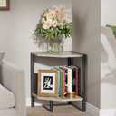 Corner Shelf Stand, 2 Tier Industrial Corner Bookshelf, Multipurpose Standing Corner Display Shelf Countertop Organizer for Living Room Kitchen Bedroom Office, Greige