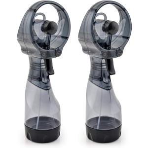 O2COOL Deluxe Handheld Battery Powered Water Misting Fan (Grey) 2 Pack