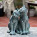 Newman House Studio Garden-Statues Cats Kitten-Couple Figurines Decor - Polyresin Sculpture for Outside Farmhouse Yard, 8.9 * 8.3 * 10.9 Inch, 8.9L x 8.3W x 10.9H inch
