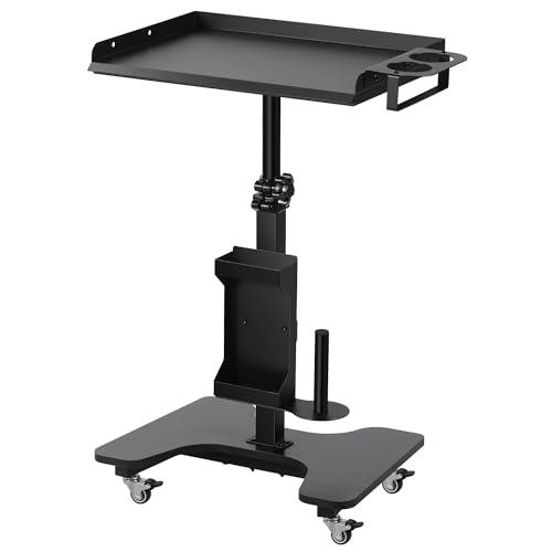 Poarmeey Tattoo Tray on Wheels Tattoo Cart with Rolling Tray Tattoo Table Station Adjustable Height and Multifunctional Storage for Tattoo Artist Studio