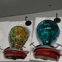 2 Packs Hummingbird Feeders for Outdoors Hanging Ant and Bee Proof, 34OZ & 32OZ Hand Blown Glass Hummingbird Feeders for Outside, 2 Red