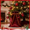 2 x 30 Pcs Brown Velvet Ribbon Bows for Christmas Tree - 5 x 7 Inch Vintage Rustic Ribbon Bows for Door Garlands, Gifts, and Xmas Home Outdoor Indoor Decoration