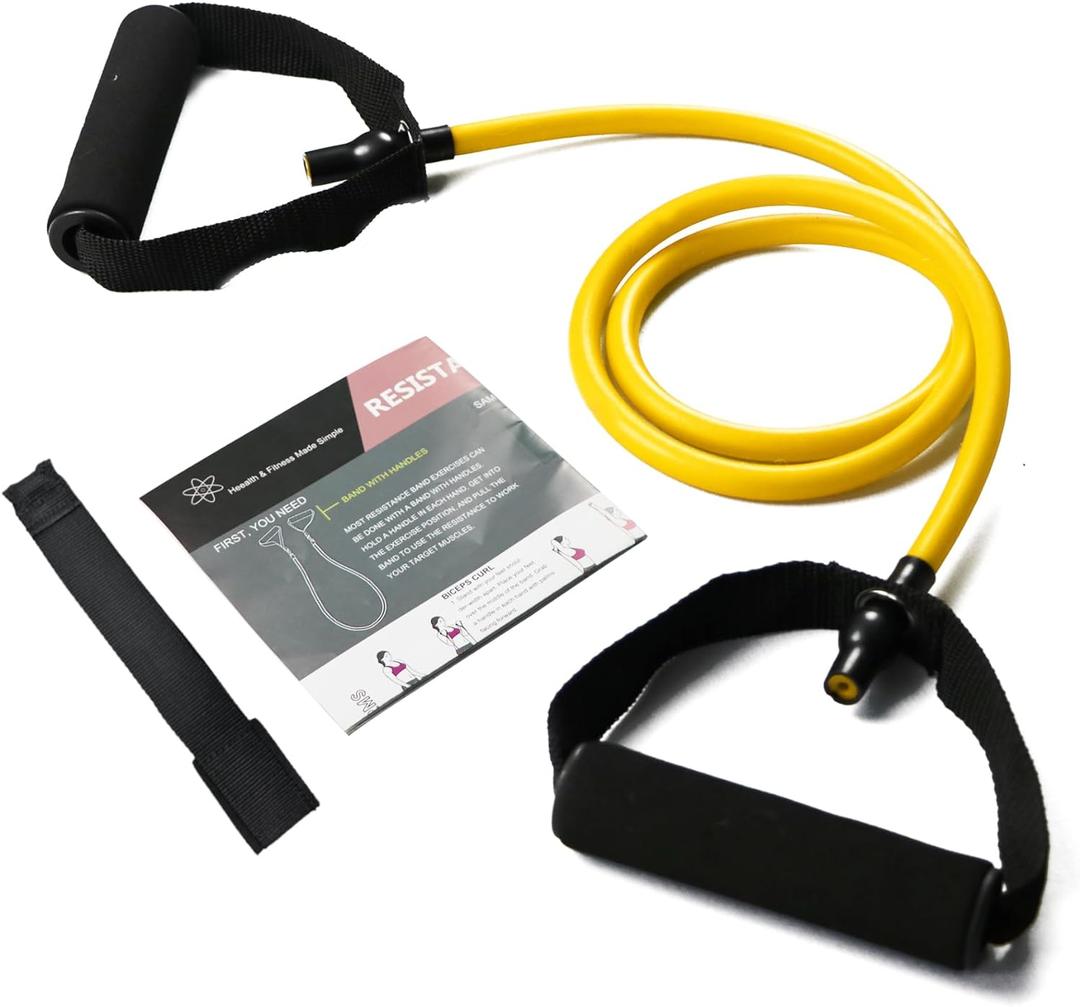 Resistance Bands with Handles, Single Resistance Bands, Exercise Bands with Handles, for Resistance Training, Physical Therapy, Home Workouts, Fitness, Pilates (Yellow-10lbs)
