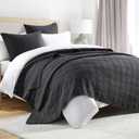 HORIMOTE HOME 100% Cotton Quilt Set Queen Size, Charcoal Pre-Washed Bedspreads Coverlet Set in Geometric Pattern, Cozy Lightweight Stitching Decorative Bedding Cover with 2 Shams for All Season