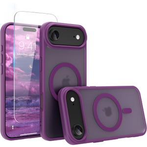 Magnetic for iPhone 17 Air Phone Case, [Compatible with MagSafe], Screen Protector X1, [Military Grade Drop Protection],Matte Finish,Slim,Shockproof,Protective (Deep Purple, iPhone 17 AIR)