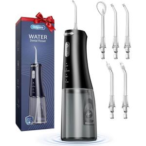 Only One Rechargeable Cordless Water Flosser with Adjustable Water Pressure for Daily Oral Care, Power Dental Flosser for Home and Travel Use, Portable Oral Irrigator for Sensitive Gums and Braces Care (Black)