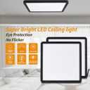 Square Led Flush Mount Ceiling Light,16 Inch 40w 3820lm led Light 3000k,4000k,6000k CCT Selectable,Flat Panel Super Slim Led Ceiling Light Fixture,for Living Dining Kitchen Bedroom Room (2Pack-Black)