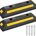 2-Pack Heavy Duty Rubber Parking Stoppers, Wheel Blocks with Reflective Stripes, Tire Stoppers for Garage, Truck, RV, Trailer, Van and Forklift, Car Parking Blocks for Garage Safety