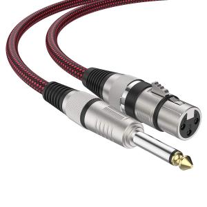 XLR Female to 1/4 TS Cable 15ft 2Pack, BIFALE Nylon Braided Microphone Cable TS 6.35mm Mono Jack Unbalanced Microphone Cable Heavy Duty Mic Cable